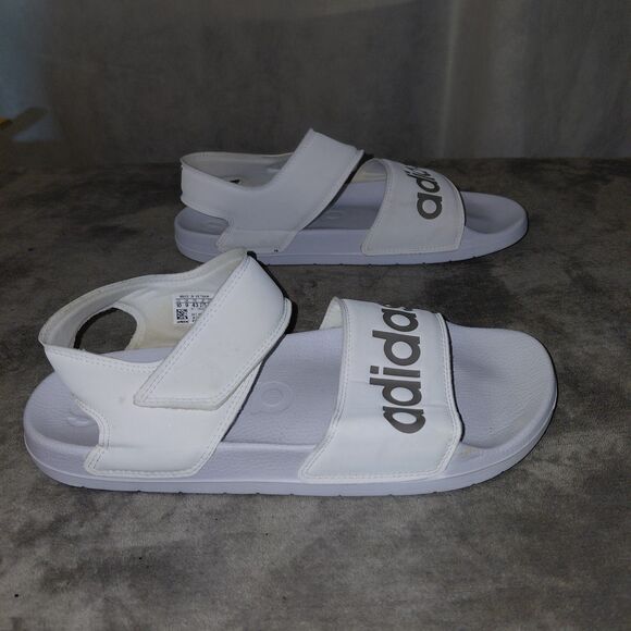 Adidas Adilette Strappy Sandal Womens Size 10 White Champagne Adjustable Slide - Picture 6 of 14